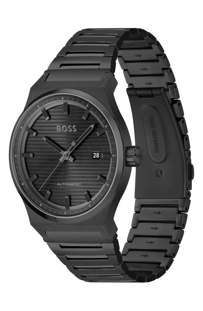 BOSS Candor Automatic Bracelet Watch, 41mm, Alternate, color, Black