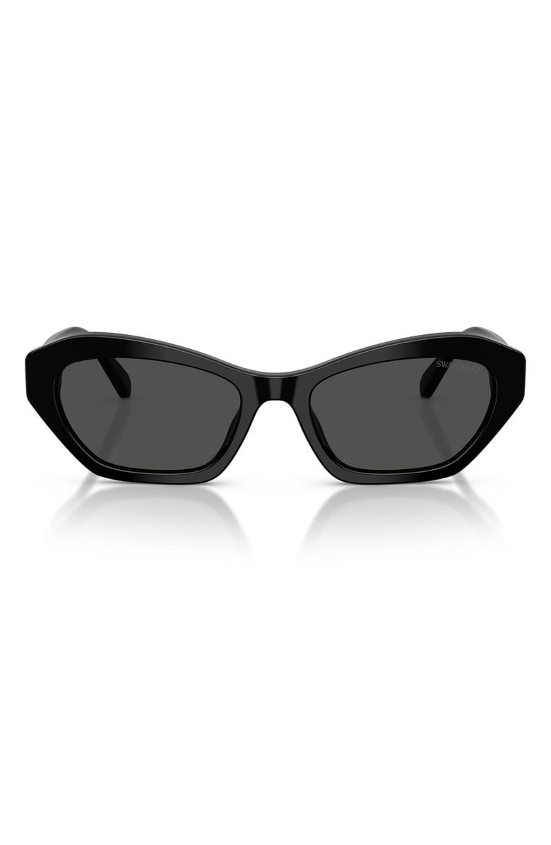 Swarovski 54mm Cat Eye Sunglasses, Main, color, Black / Dark Grey