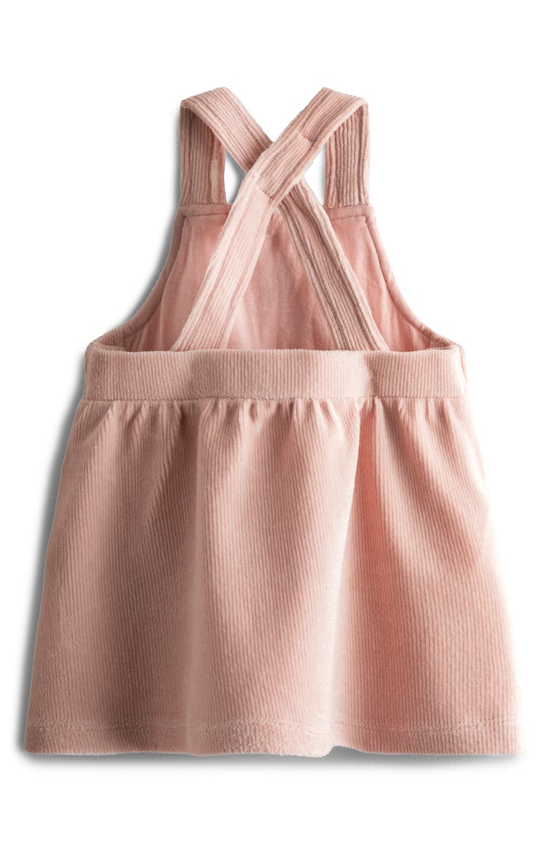 JOJO MAMAN BEBE Long Sleeve Pointelle Knit Bodysuit & Bunny Corduroy Pinafore Dress Set, Alternate, color, Pale Pink