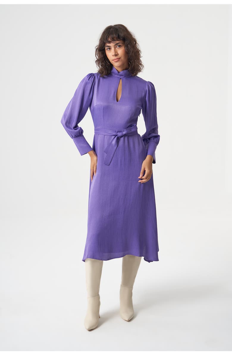 Mizalle Woven Satin Dress, Alternate, color, Purple