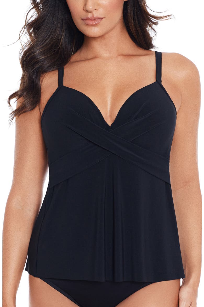 Allura Rock Solid Crisscross Tankini Top, Main, color, BLACK