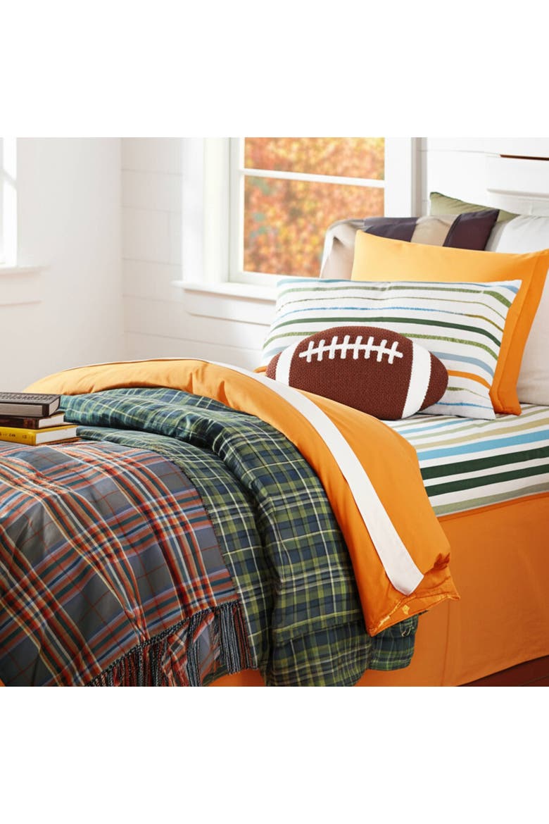 American Football Shaped Hooked Mini Accent Pillow 10.5" x 18", Alternate, color, Brown