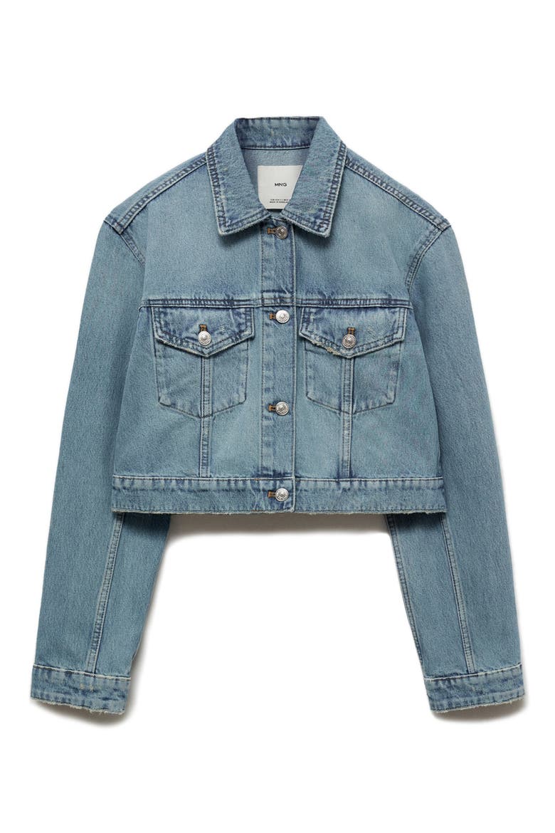 Crop Denim Trucker Jacket, Alternate, color, MEDIUM BLUE
