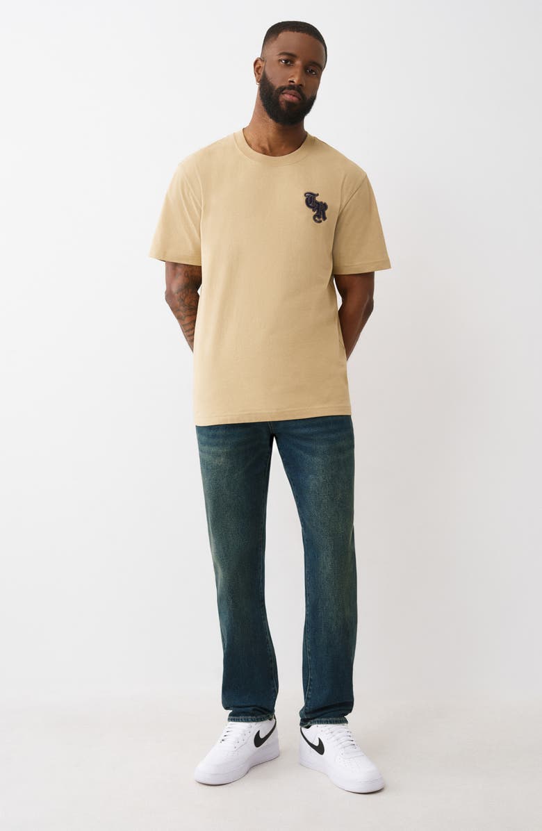 True Religion Heavy Logo Cotton T-Shirt, Alternate, color, Travertine