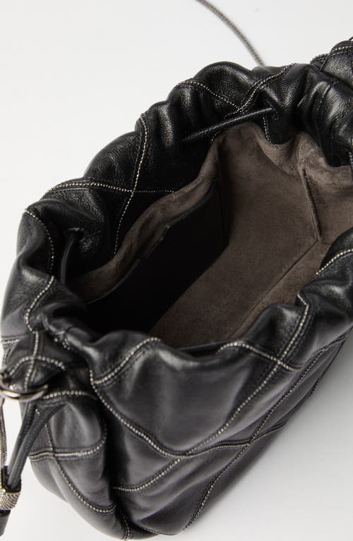 Brunello Cucinelli Nappa Leather Mellow Mini Bucket Bag In Black