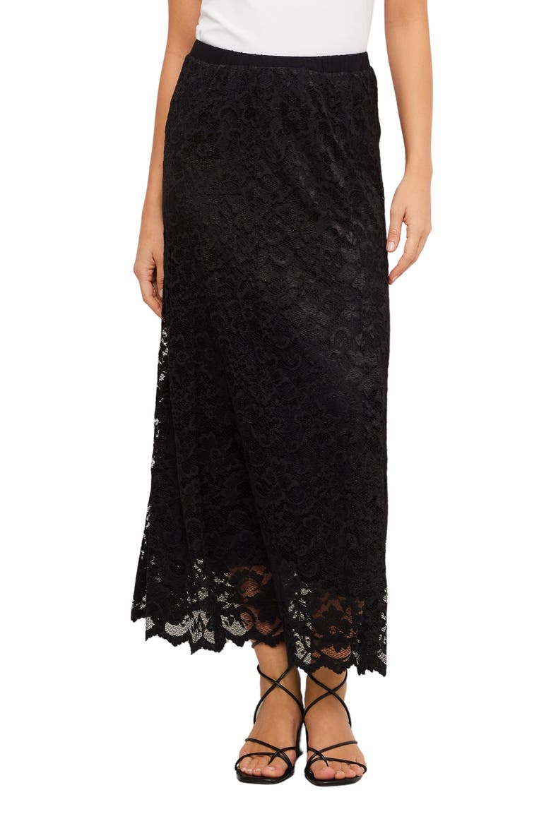 Lace Midi Skirt, Main, color, BLACK