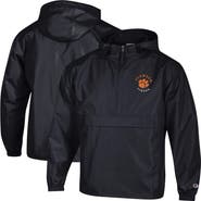 Champion Men's Champion  Black Clemson Tigers Packable Hooded Windbreaker Half-Zip Jacket