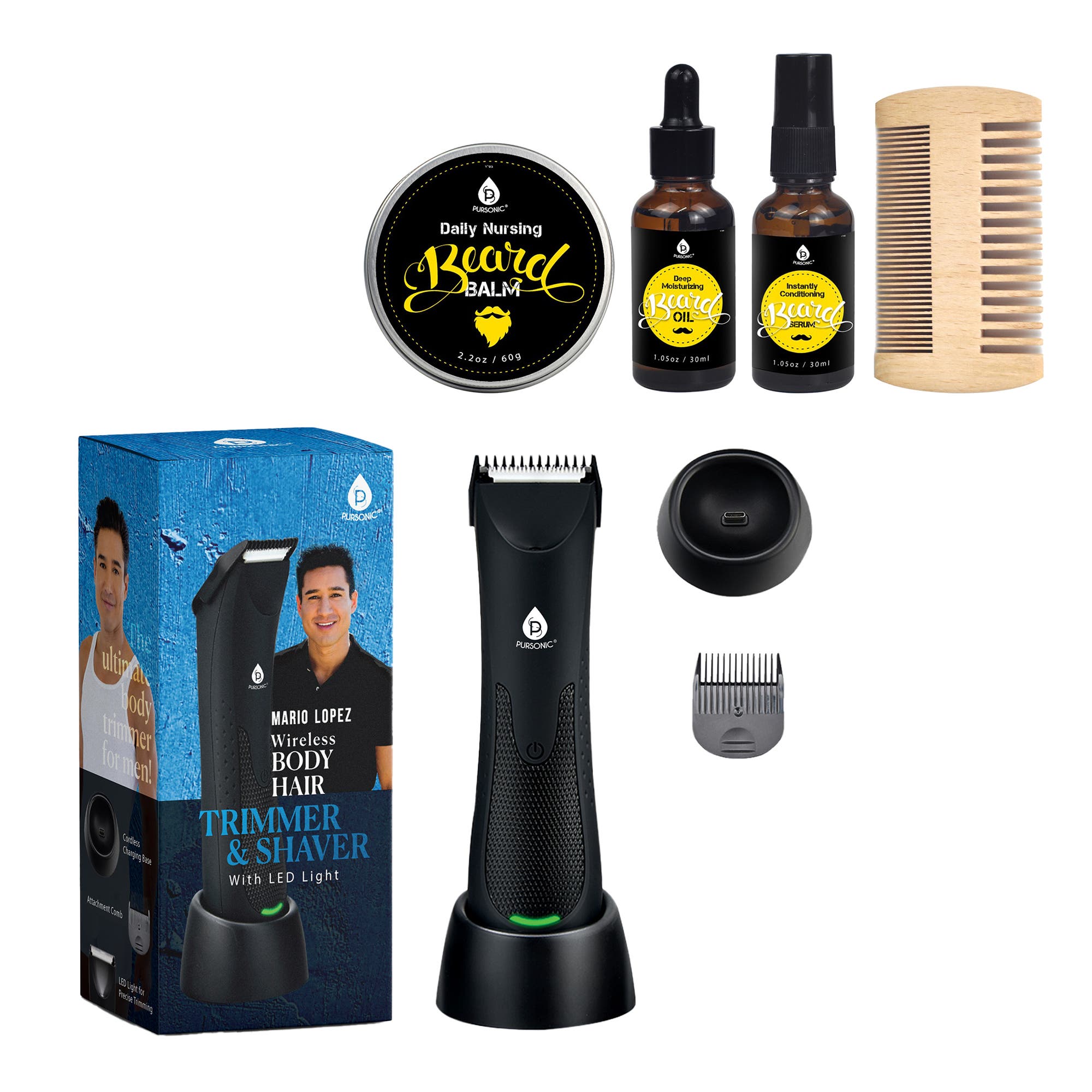 PURSONIC Mario Lopez Wireless Body Hair Trimmer and Beard Care Grooming Kit Bundle in Multicolor at Nordstrom