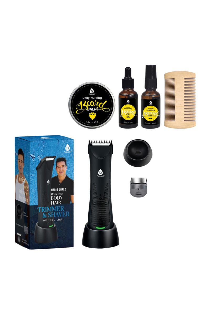 PURSONIC Mario Lopez Wireless Body Hair Trimmer and Beard Care Grooming Kit Bundle, Main, color, Multicolor