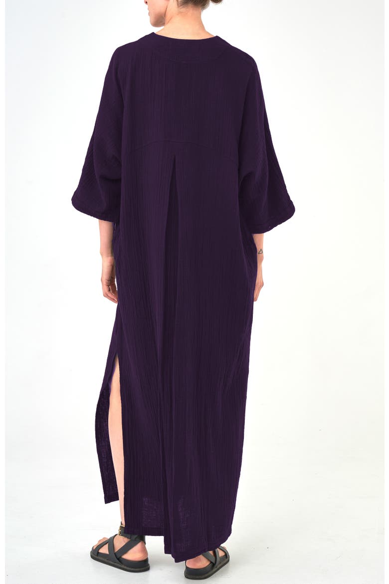 Gauze Arc Seam Caftan, Alternate, color, Aubergine
