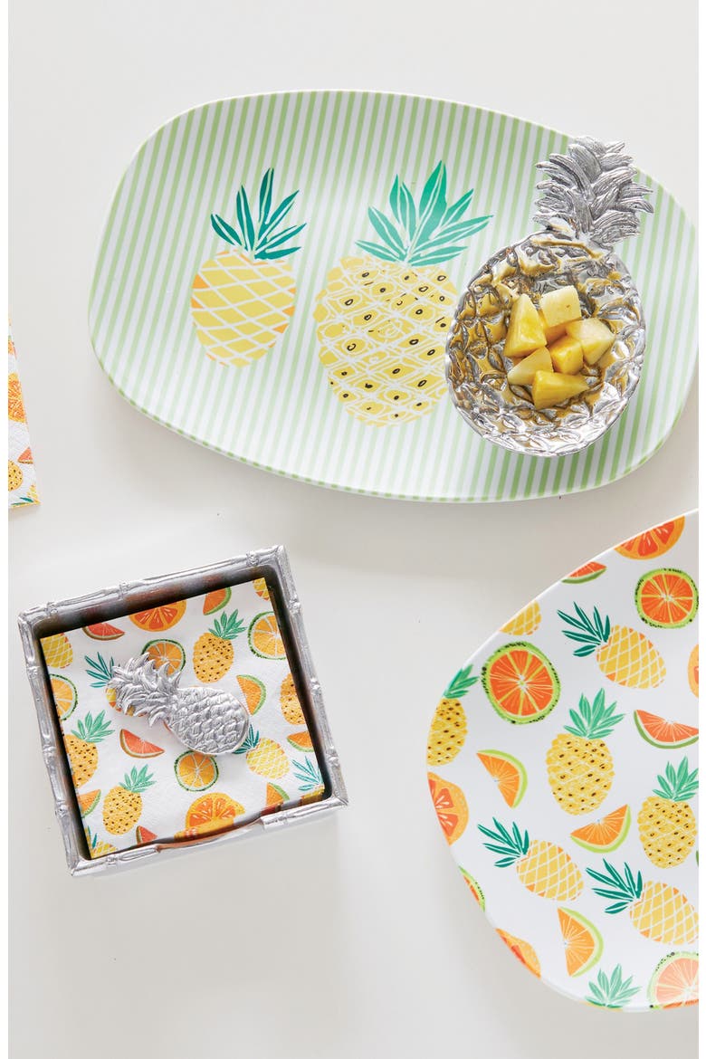 Tropical Pineapple Napkin Box Set, Alternate, color, SILVER