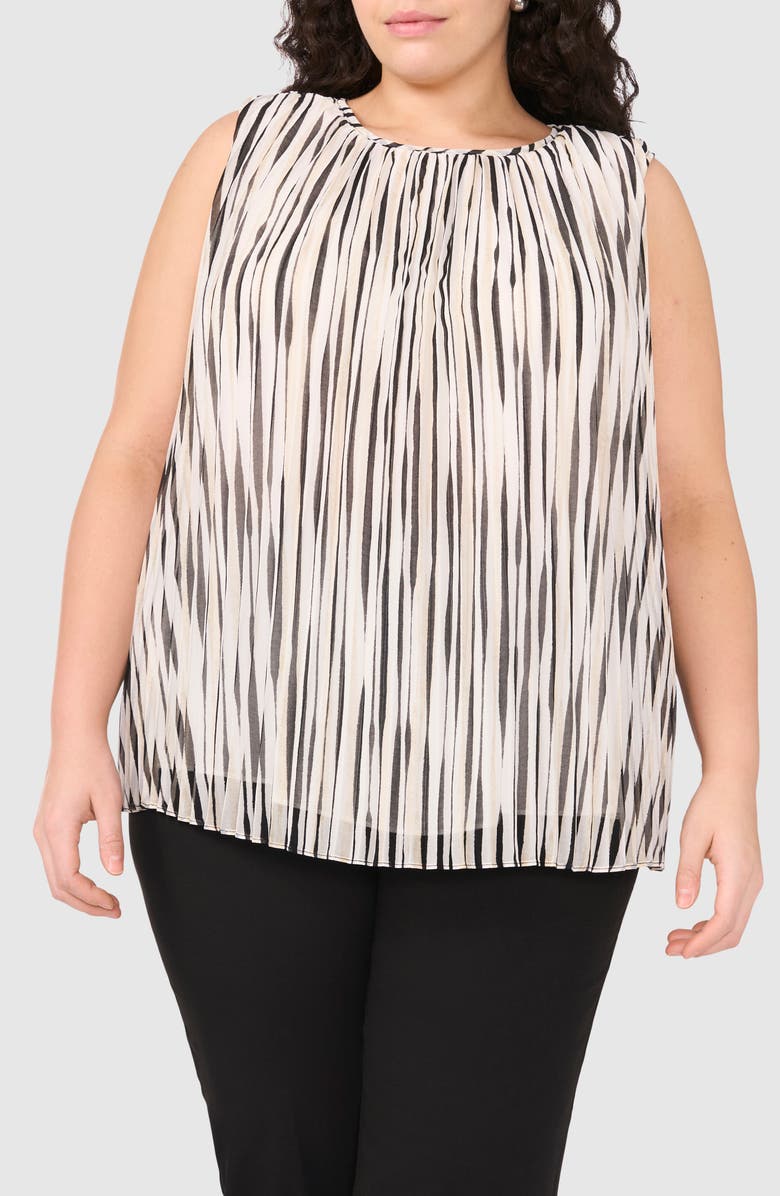 Halogen<sup>®</sup> Stripe Sleeveless Pleated Shell, Main, color,