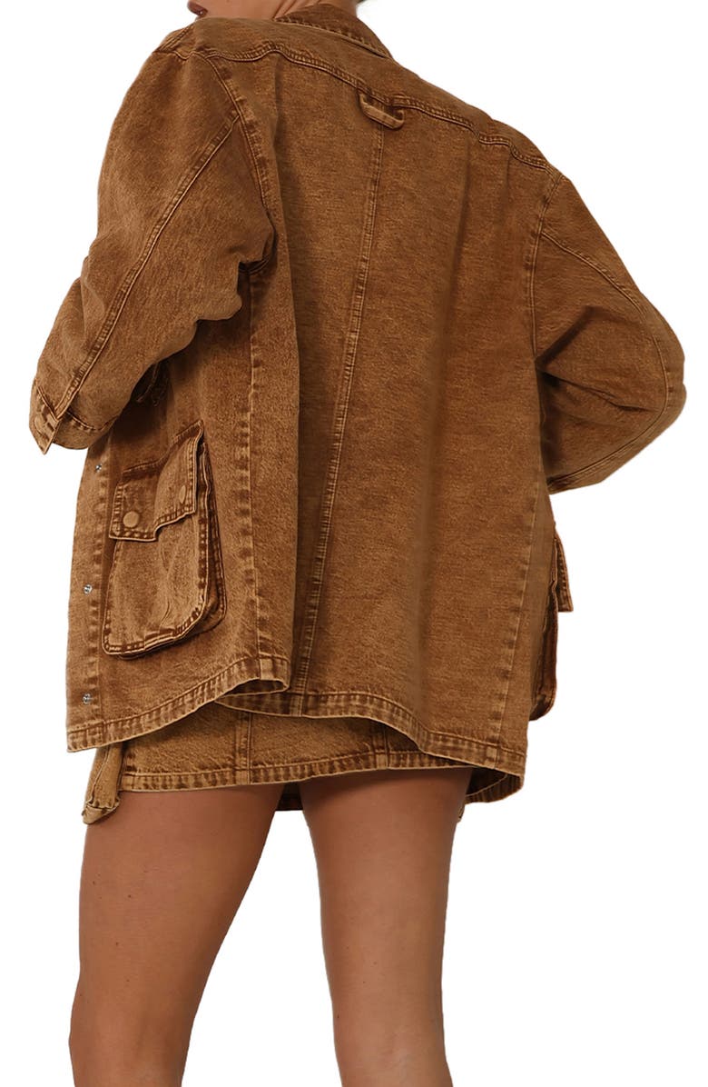 BY.DYLN Tate Denim Utility Jacket, Alternate, color, Brown Acid Wash