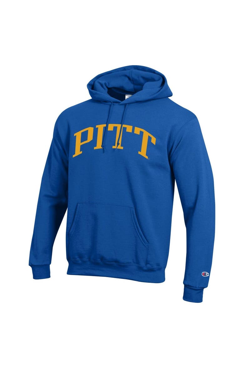 Men's Champion  Royal Pitt Panthers Basic Arch Fleece Pullover Hoodie, Alternate, color, Royal