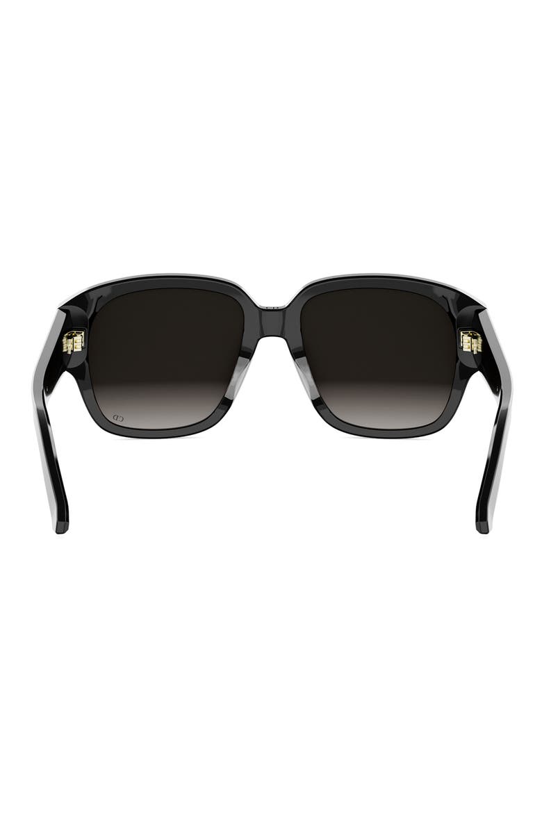 'DiorGlow S2I 54mm Gradient Square Sunglasses, Alternate, color, SHINY BLACK / GRADIENT SMOKE