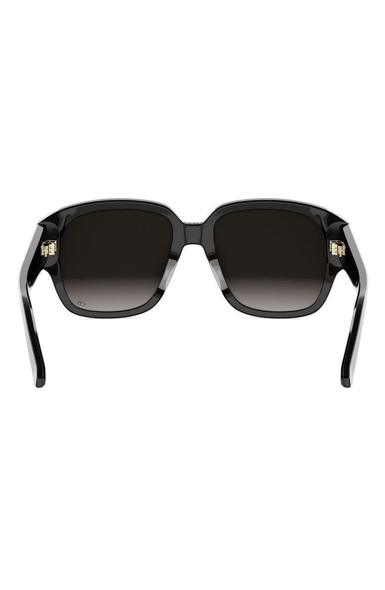 DIOR Glow S2I 54mm Gradient Square Sunglasses, Alternate, color, Shiny Black / Gradient Smoke