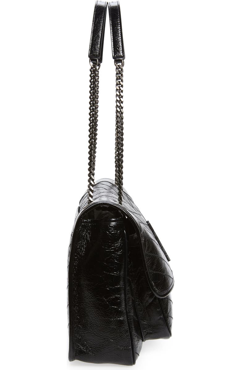 Saint Laurent Large Niki Crinkled Matelassé Leather Shoulder Bag, Alternate, color,