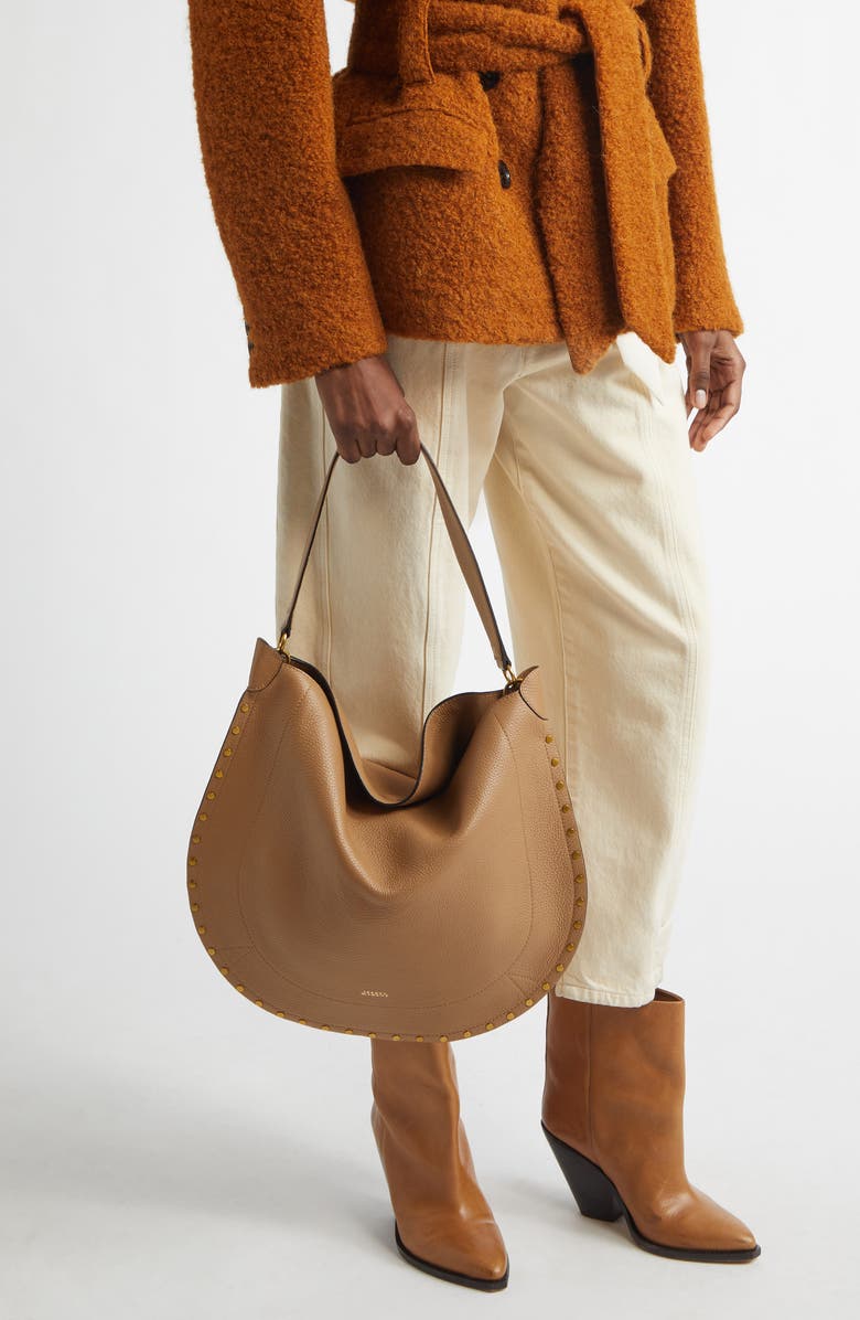 Isabel Marant Oskan Soft Leather Hobo Bag, Alternate, color, Cappuccino