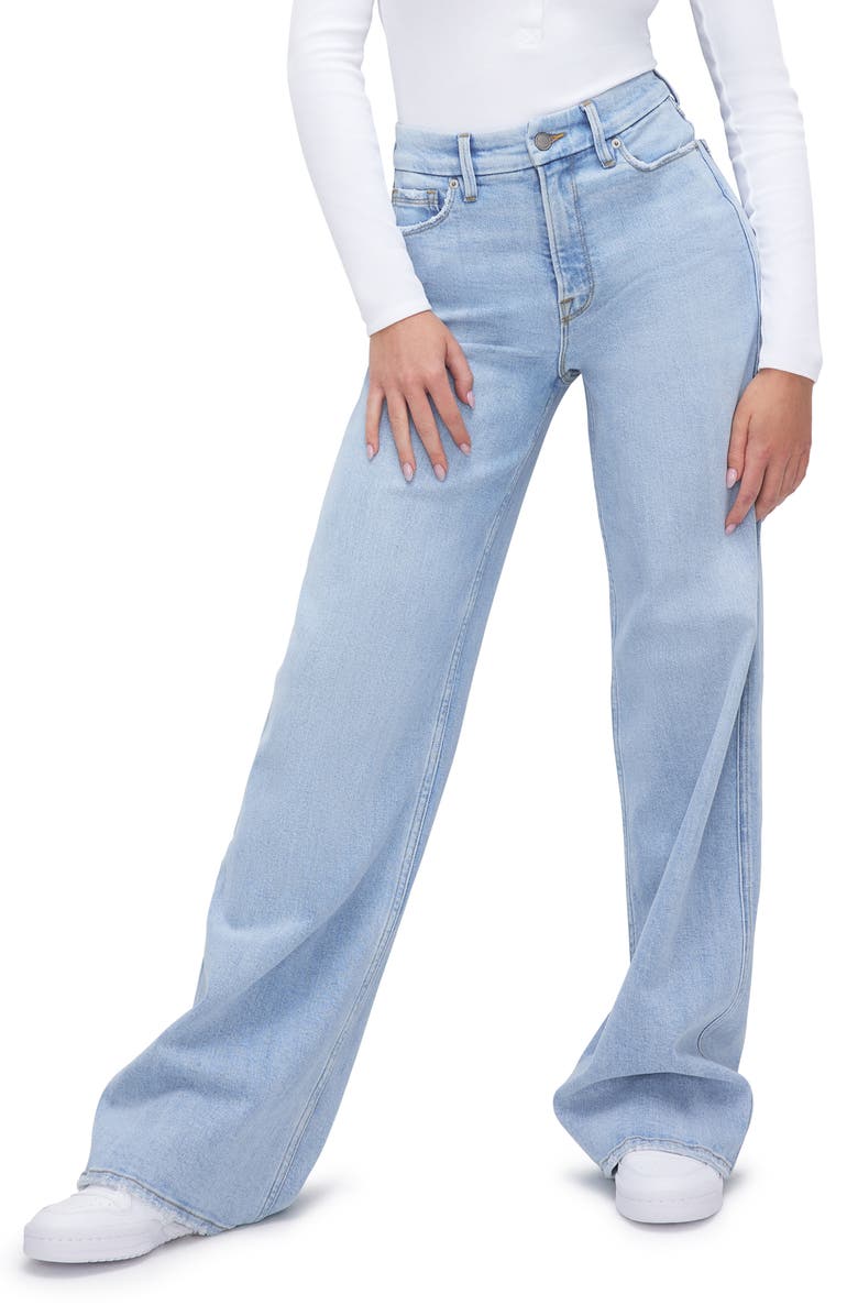 Good American Good Skate Wide Leg Jeans, Main, color, Indigo634