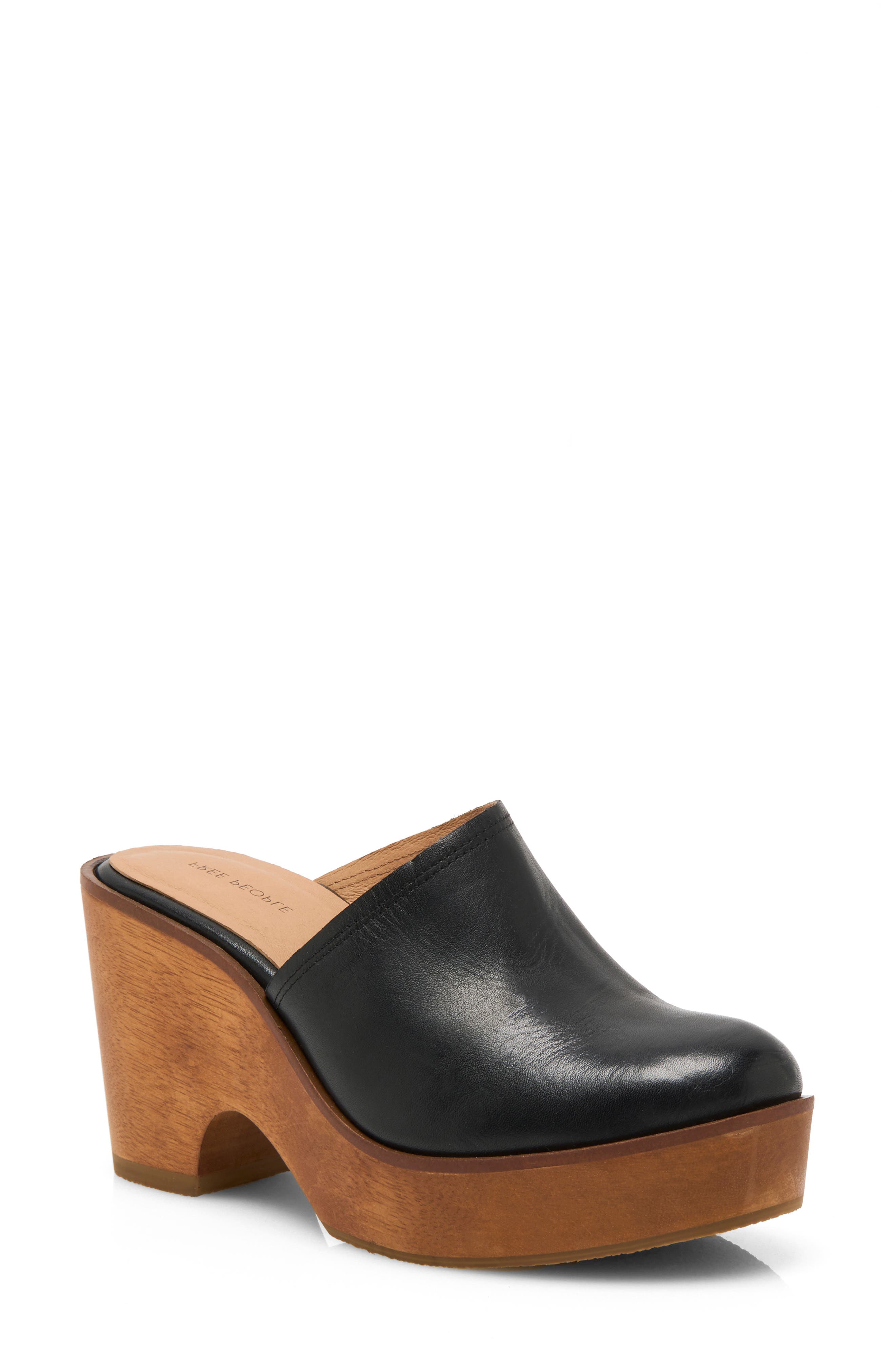Hudson Platform Clog, Main, color, BLACK LEATHER