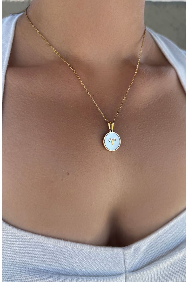 Zodiac Pendant Necklace, Alternate, color, WHITE - ARIES