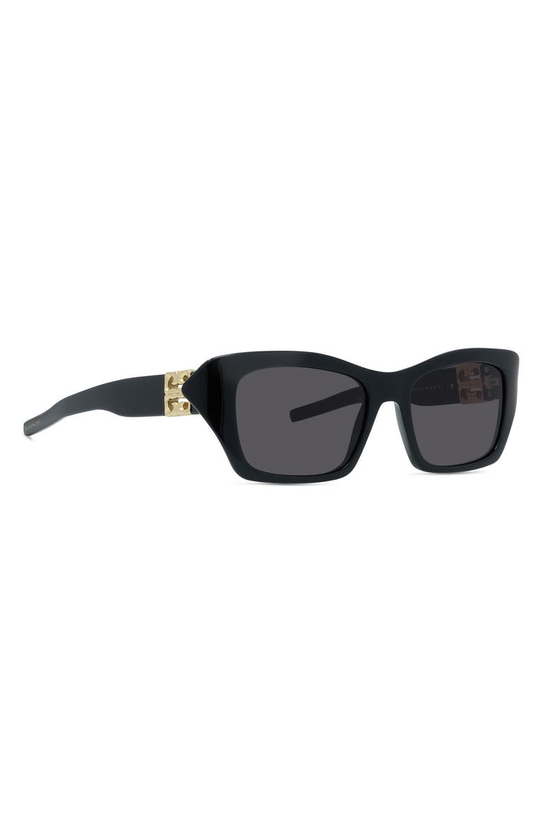 Givenchy 4G Liquid 54mm Rectangular Sunglasses, Alternate, color, Shiny Black / Smoke