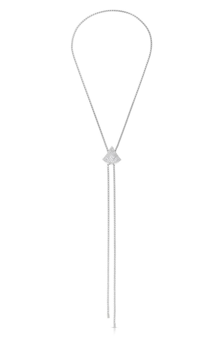 Pavé Teardrop Bolo Lariat Necklace, Alternate, color, SILVER