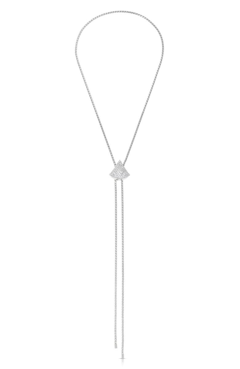 Ettika Pavé Teardrop Bolo Lariat Necklace, Alternate, color, Silver