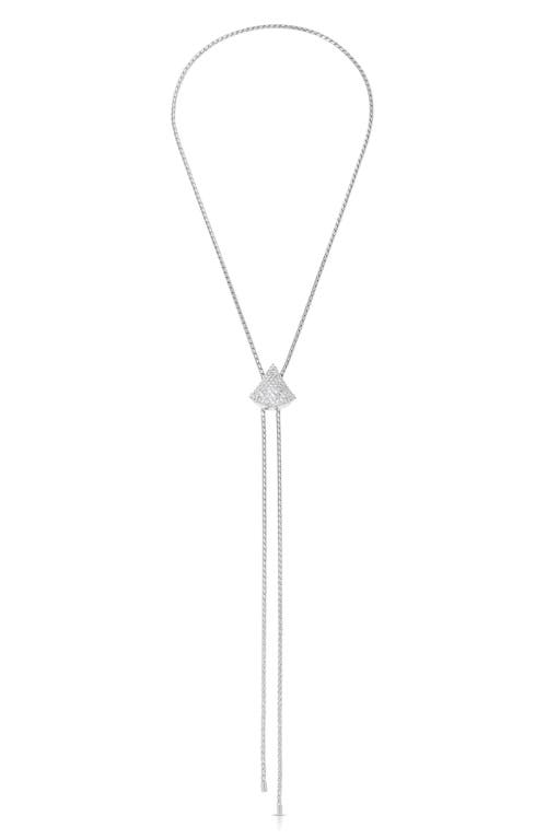 Ettika Pavé Teardrop Bolo Lariat Necklace In Silver