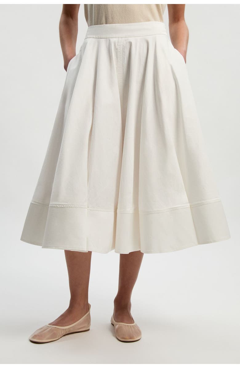 Karen Millen Cotton Tailored Full Midi Skirt, Main, color, Ivory