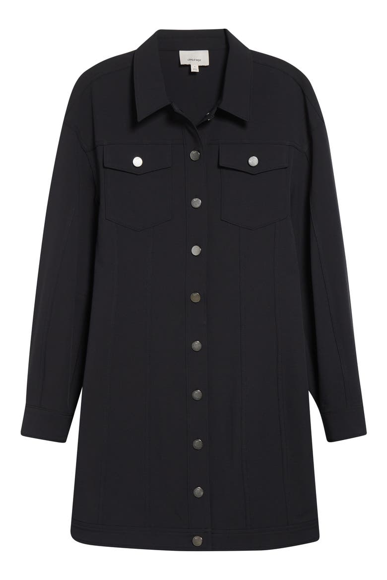 Nolwenn Long Sleeve Mini Shirtdress, Alternate, color, BLACK