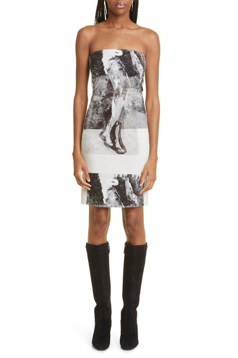 Garden Angel Strapless Jersey Dress, Main, color, BLACK PRINT MULTI