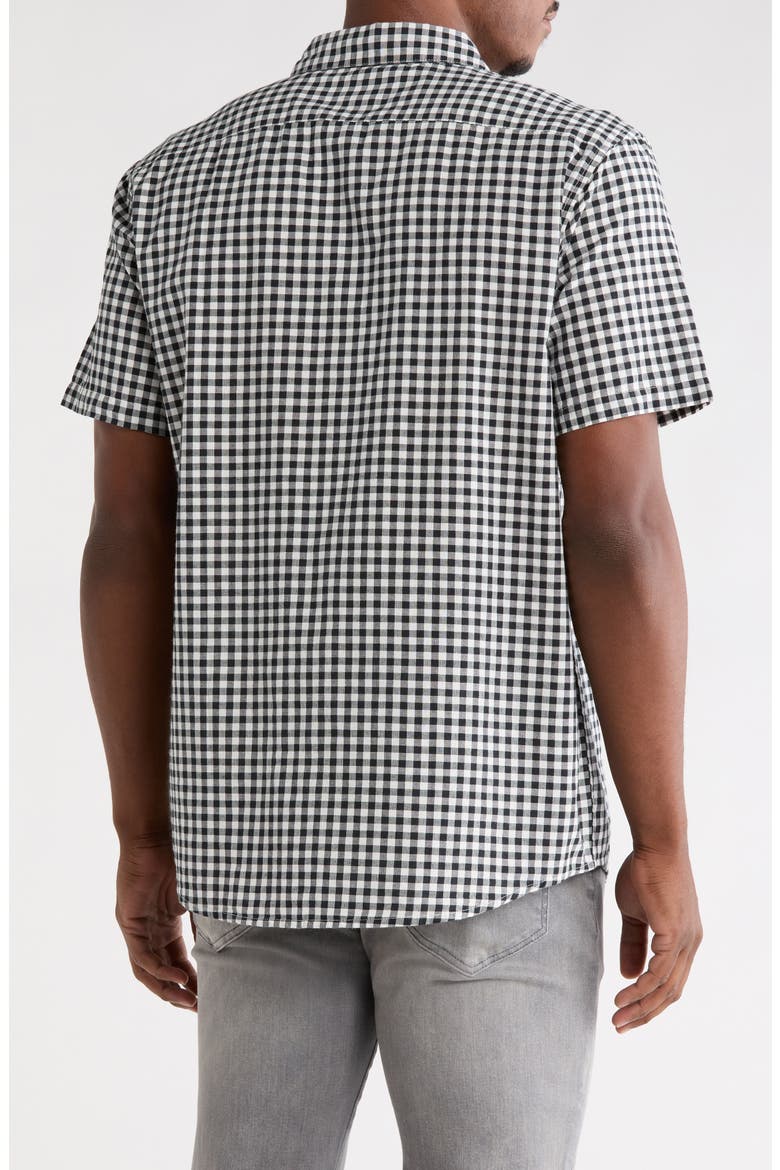 Overspray Floral Short Sleeve Button-Up Shirt, Alternate, color, BLACK WASHED
