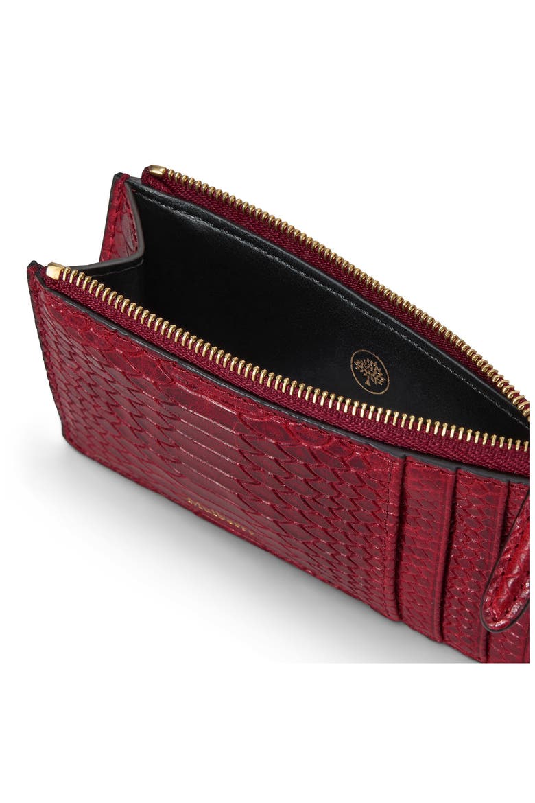 Continental Zip Long Snakeskin Embossed Leather Card Case, Alternate, color, APPLE RED