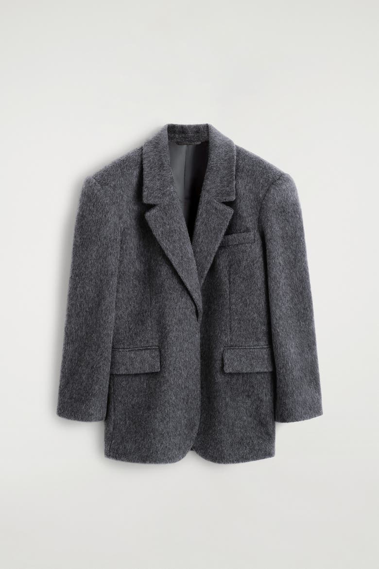 Brushed-wool Blazer, Alternate, color, CHARCOAL MÉLANGE