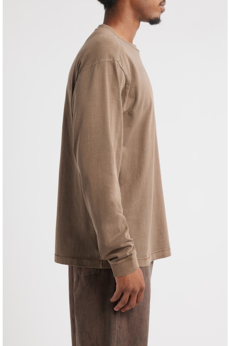 Oversize Long Sleeve Pocket T-Shirt, Alternate, color, BROWN SHIITAKE WASHED