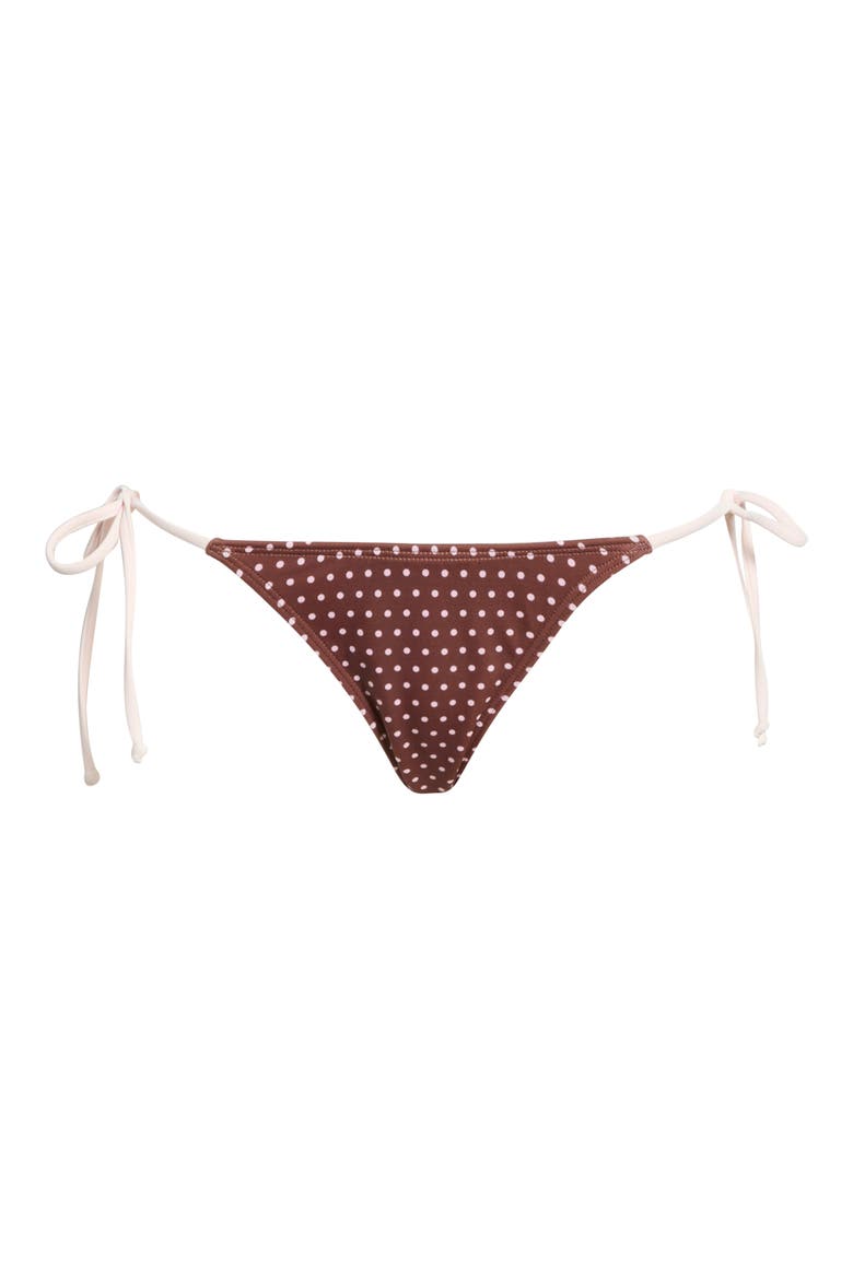 Leora Printed Side Tie Bikini Bottoms, Alternate, color, BROWN