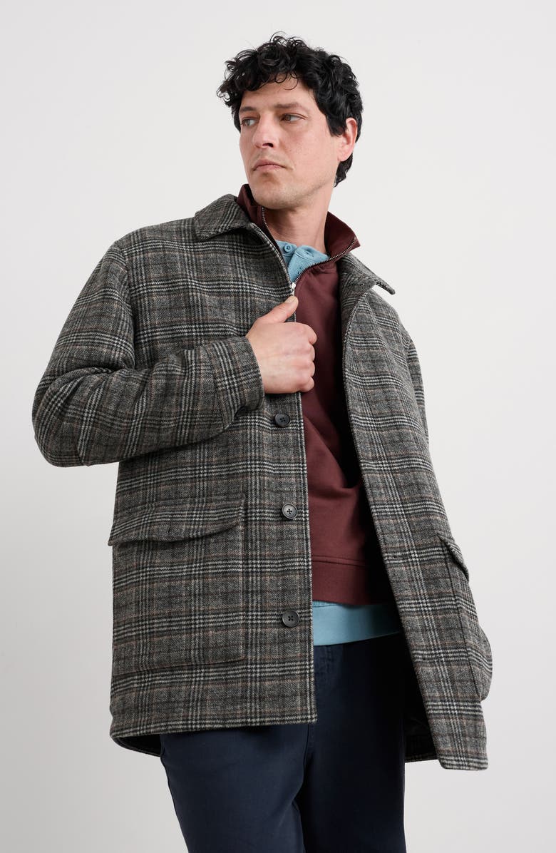 Seasalt Cornwall Rowlocks Glen Check Felted Jacket, Alternate, color, Venwyn Iron Ore