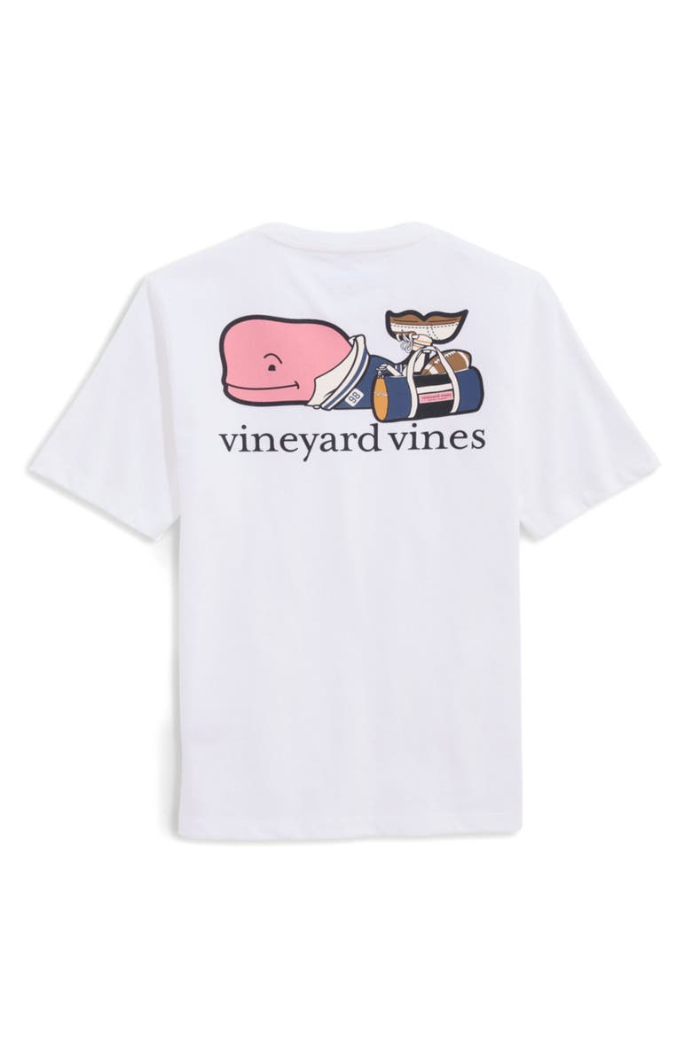 vineyard vines Kids' Football Whale Pocket Graphic T-Shirt, Alternate, color, White Cap