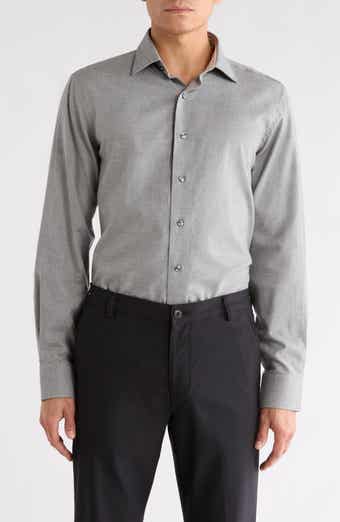 Lorenzo Uomo Trim Fit Heathered Cotton Dress Shirt