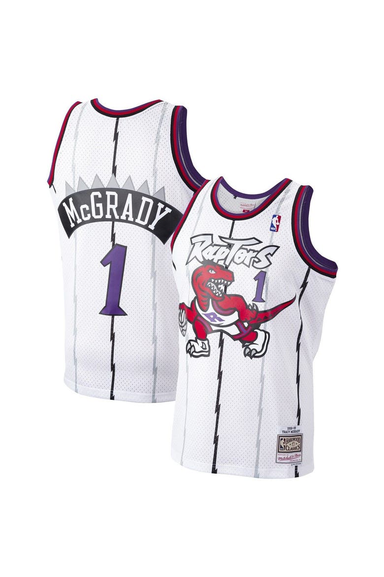 Men's Mitchell & Ness Tracy McGrady White Toronto Raptors 1998-99 Hardwood Classics Swingman Player Jersey, Alternate, color, White