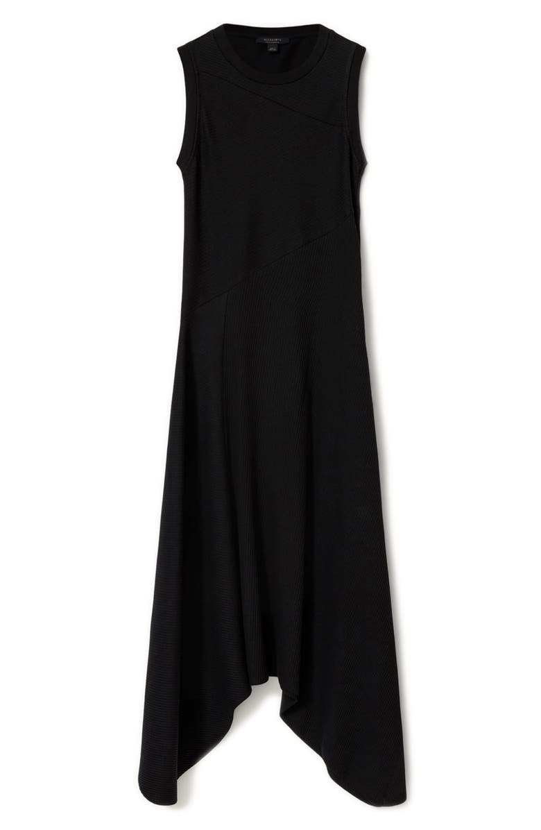 AllSaints Gia Sleeveless Asymmetric Maxi Dress, Alternate, color, Black