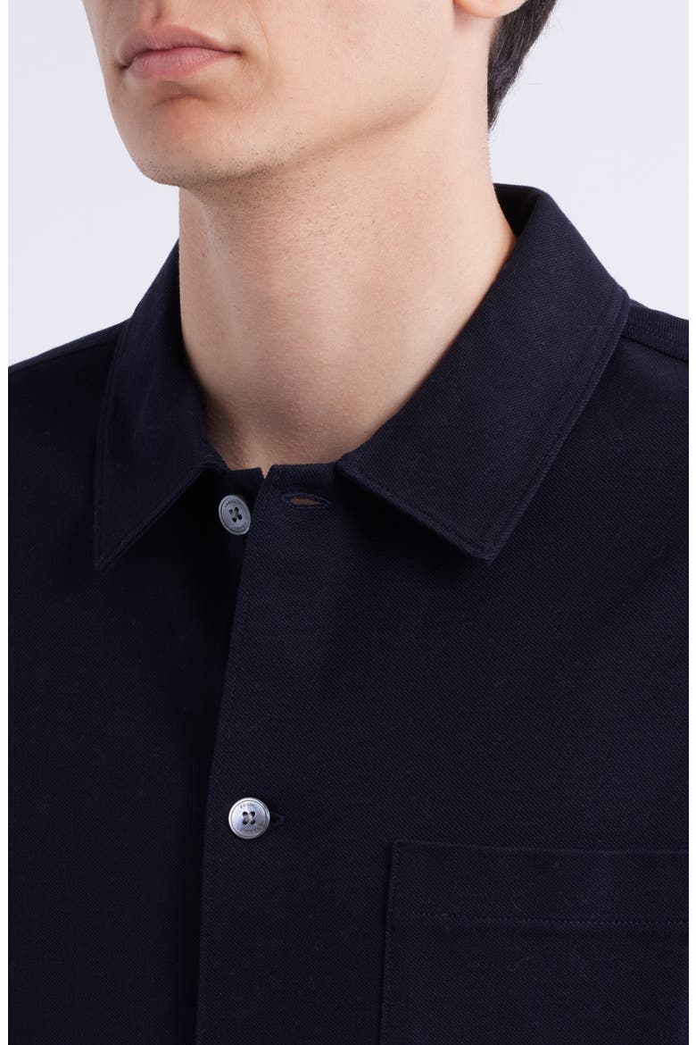 Short Sleeve Piqué Button-Up Shirt, Alternate, color, DARK NAVY
