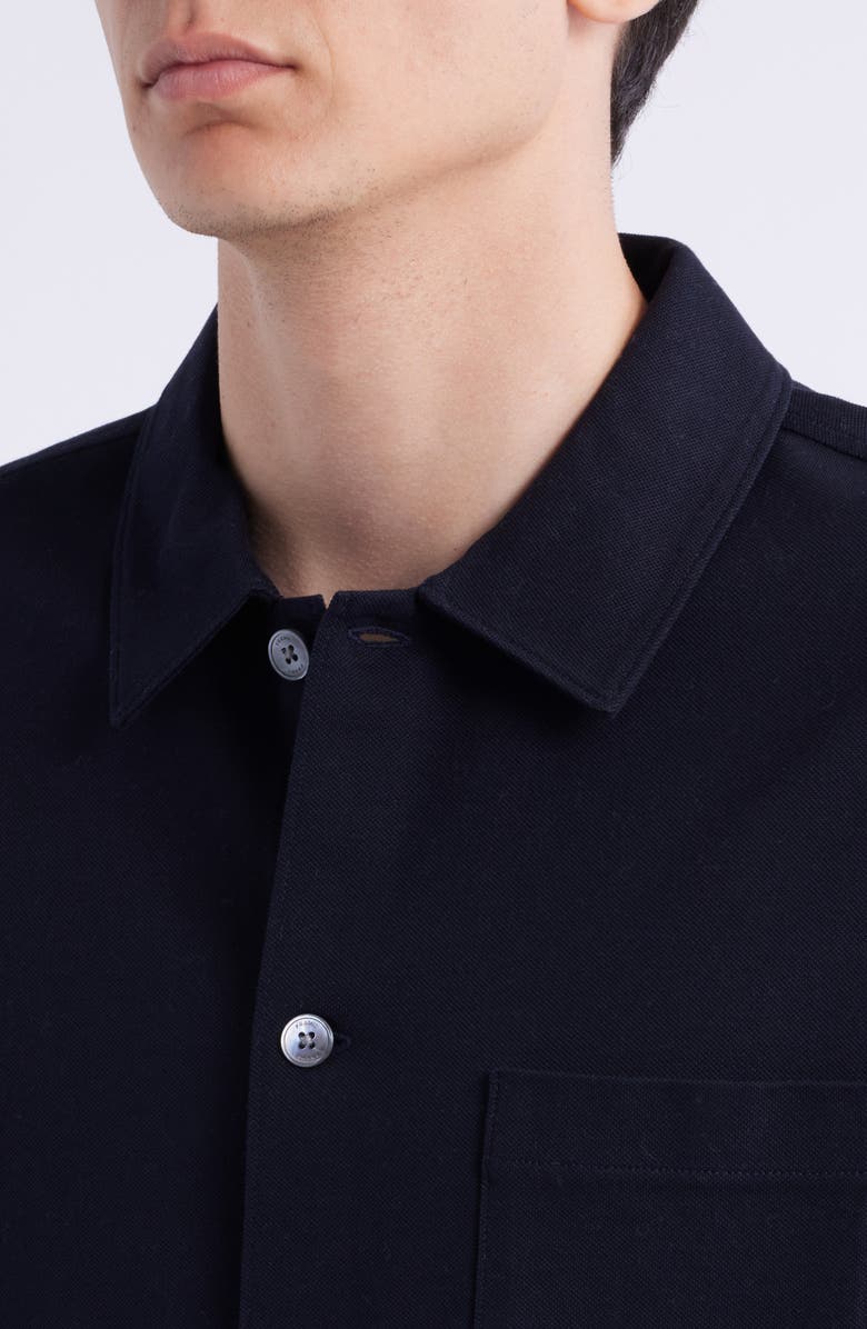 FRAME Short Sleeve Piqué Button-Up Shirt, Alternate, color, Dark Navy