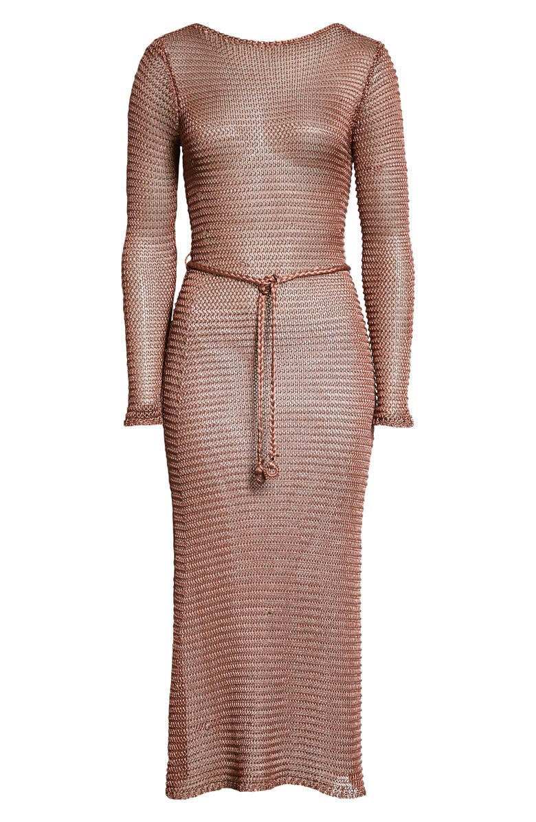 Zimmermann Tropicana Long Sleeve Cotton Mesh Midi Cover-Up Dress, Alternate, color,