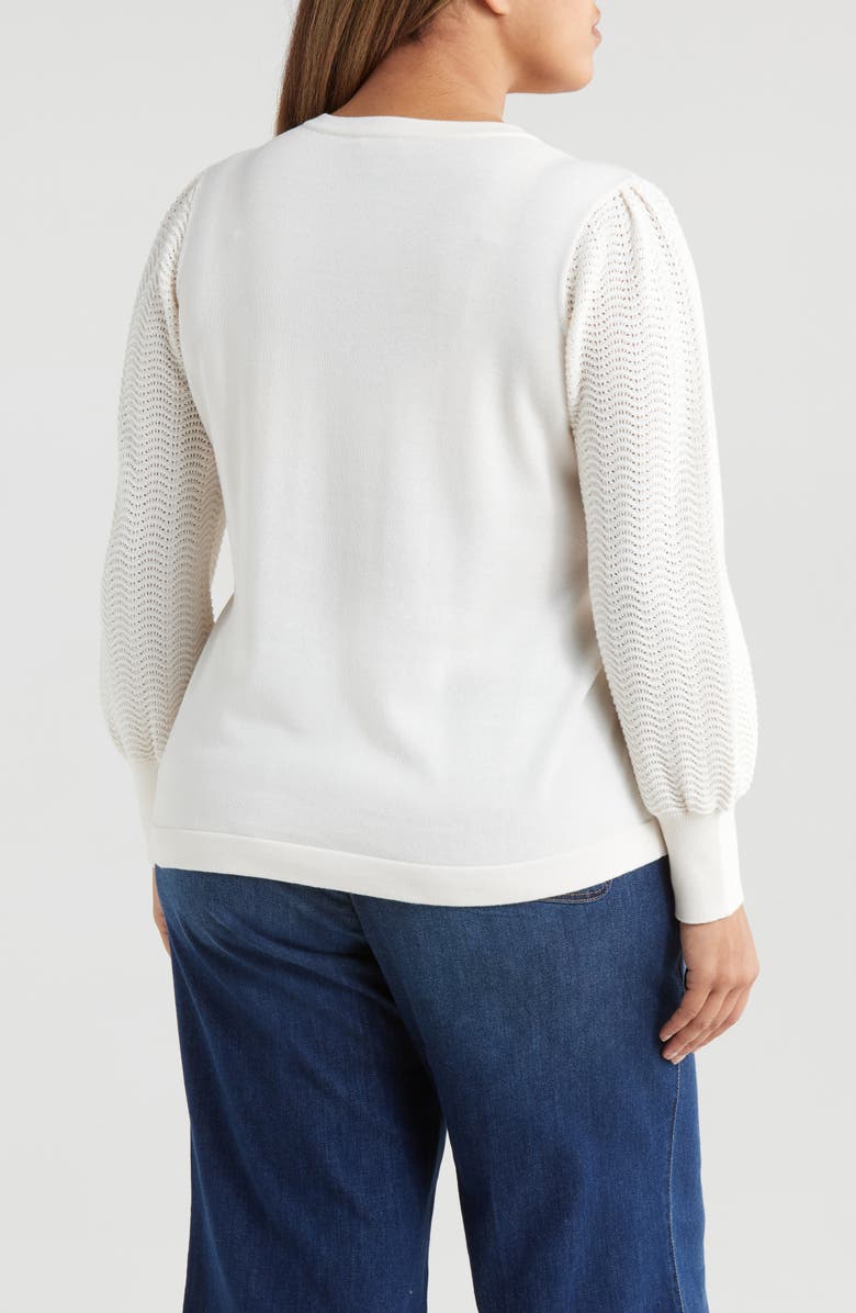 Jones New York Pointelle Stitch Sleeve Sweater, Alternate, color, 