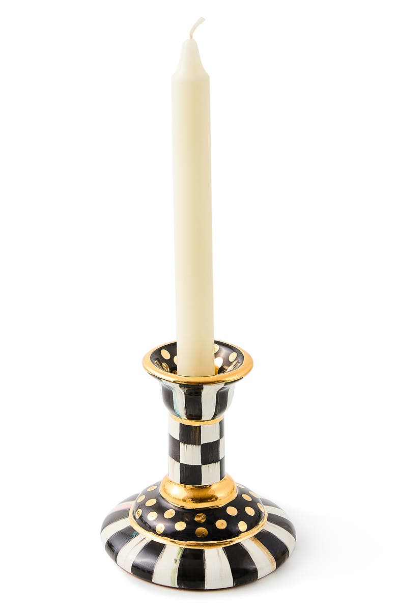 MACKENZIE CHILDS Courtly Check Large Ceramic Candleholder, Alternate, color, Black/ White