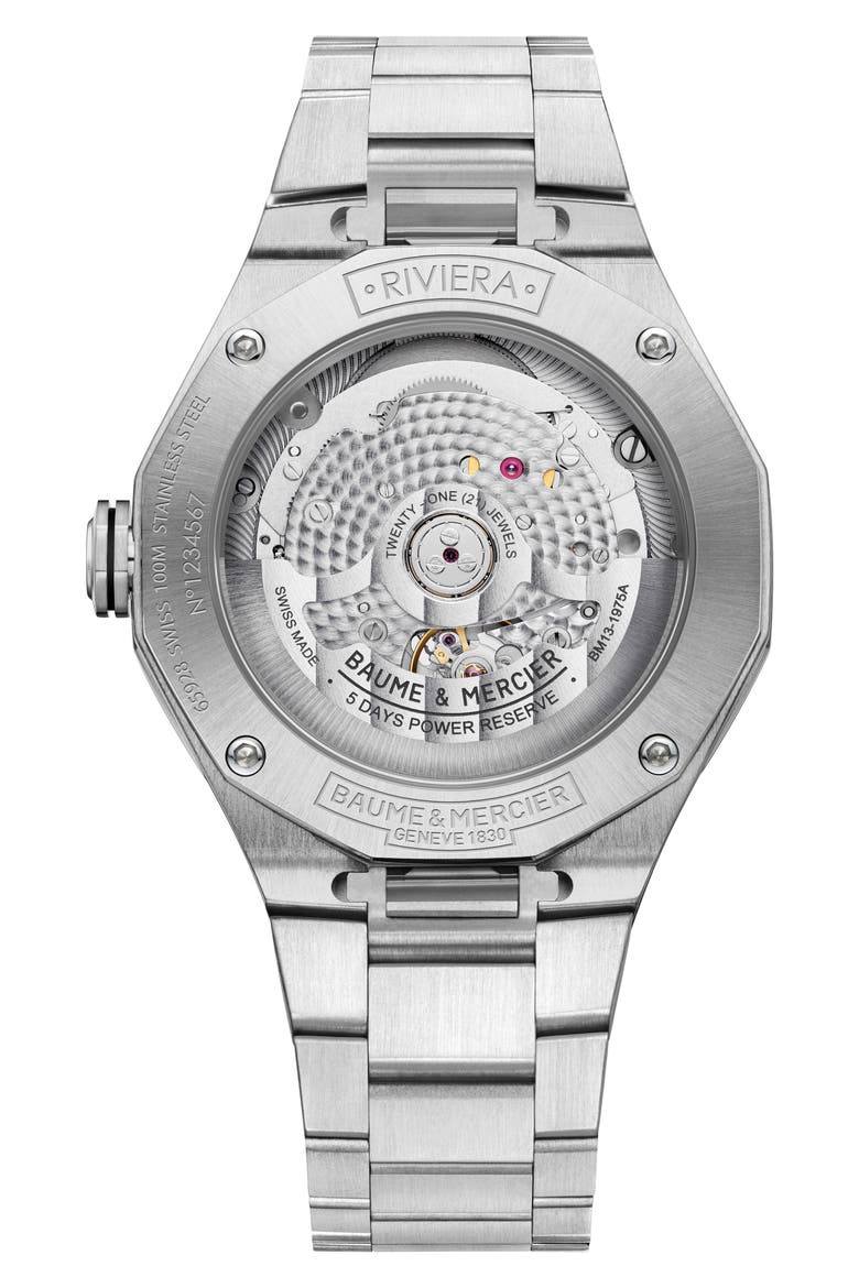 Riviera 10715 Automatic Bracelet Watch, 39mm, Alternate, color, SMOKED GRAY