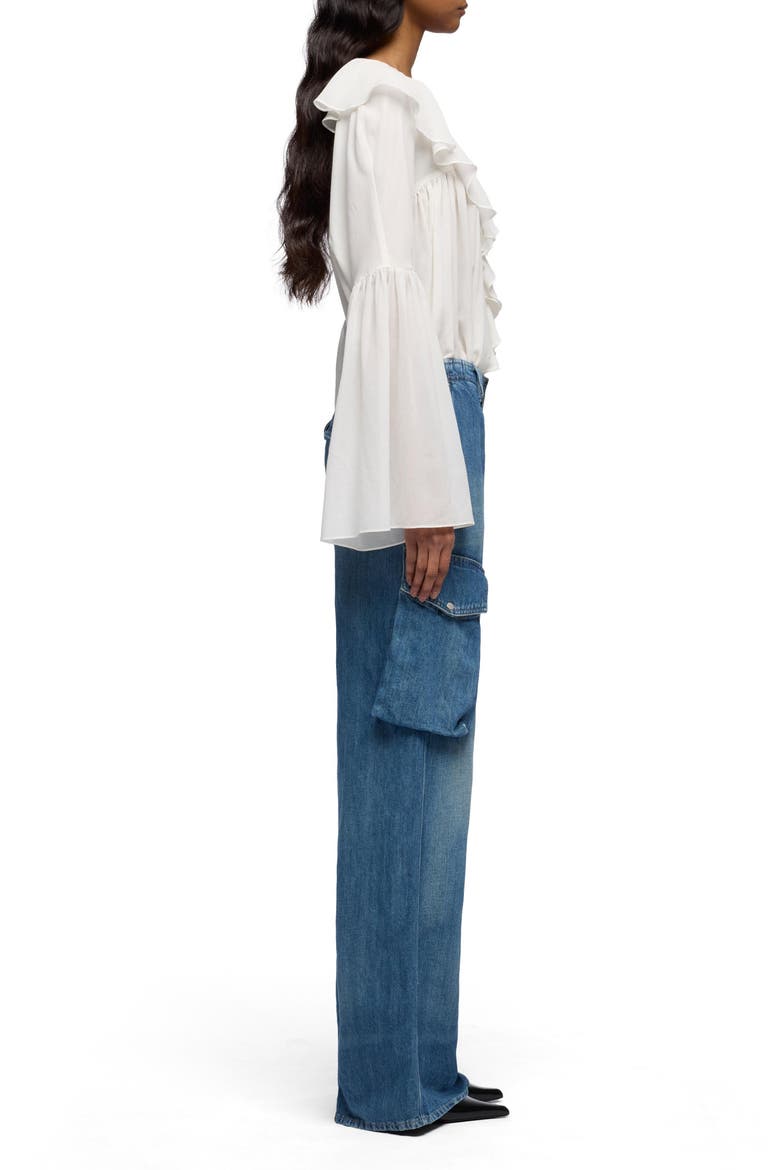 Lotta High Waist Wide Leg Cotton & Linen Cargo Jeans, Alternate, color, OCEAN MIST