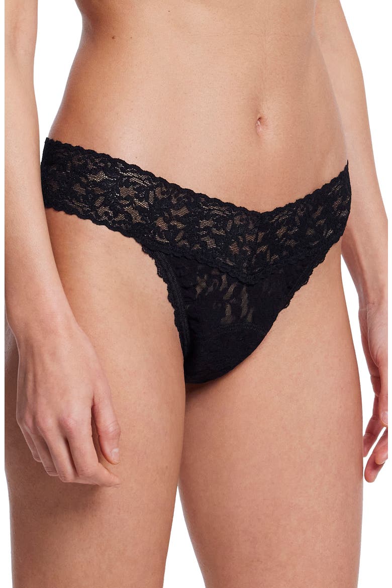 x Saalt Signature Lace Leakproof Original Rise Thong, Alternate, color, BLACK